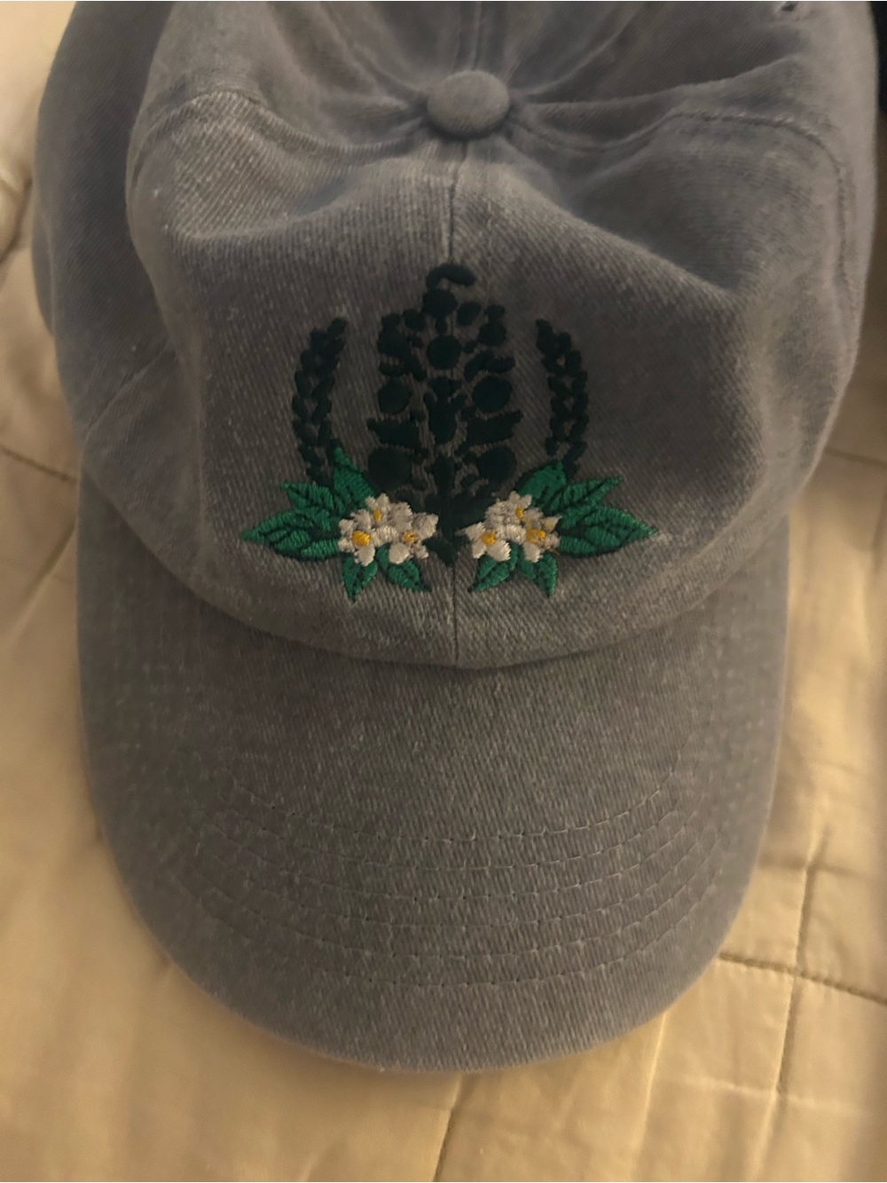 Gray Floral Embroidered Baseball Cap - Women Accessories